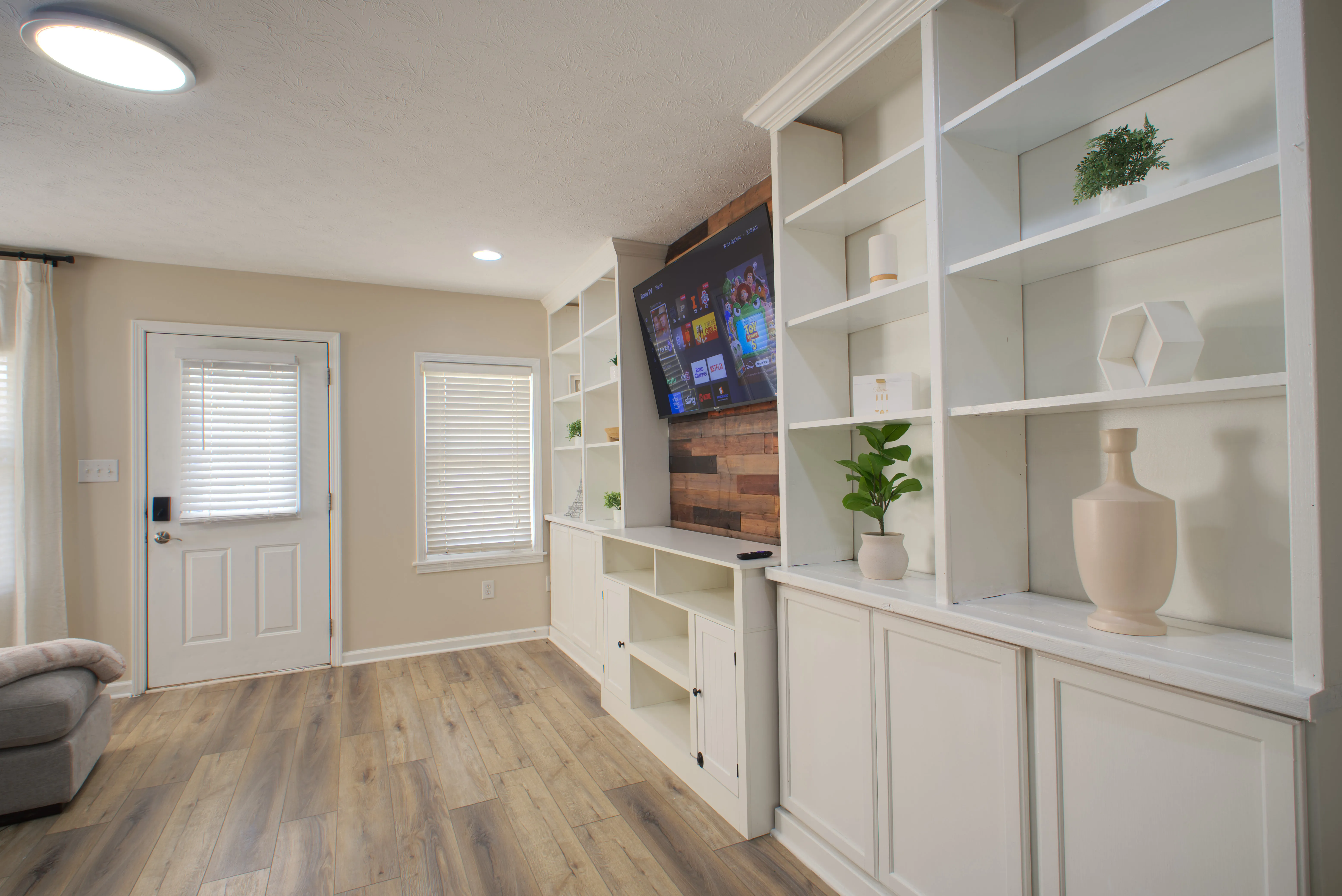 TV wall and built-in shelves
